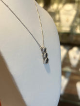 Load image into Gallery viewer, Sterling silver pendant with three blue sapphires