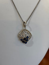 Load image into Gallery viewer, Sterling silver multi-stone blue sapphire pendant