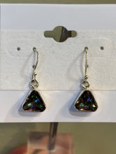 Load image into Gallery viewer, Sterling silver triangle-shaped mystic topaz earrings