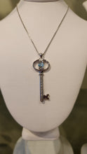 Load image into Gallery viewer, Sterling silver blue topaz "key to your heart" pendant