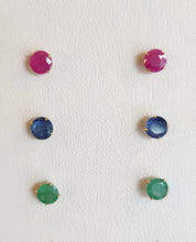 Load image into Gallery viewer, 14k yellow gold precious gemstone 4mm studs