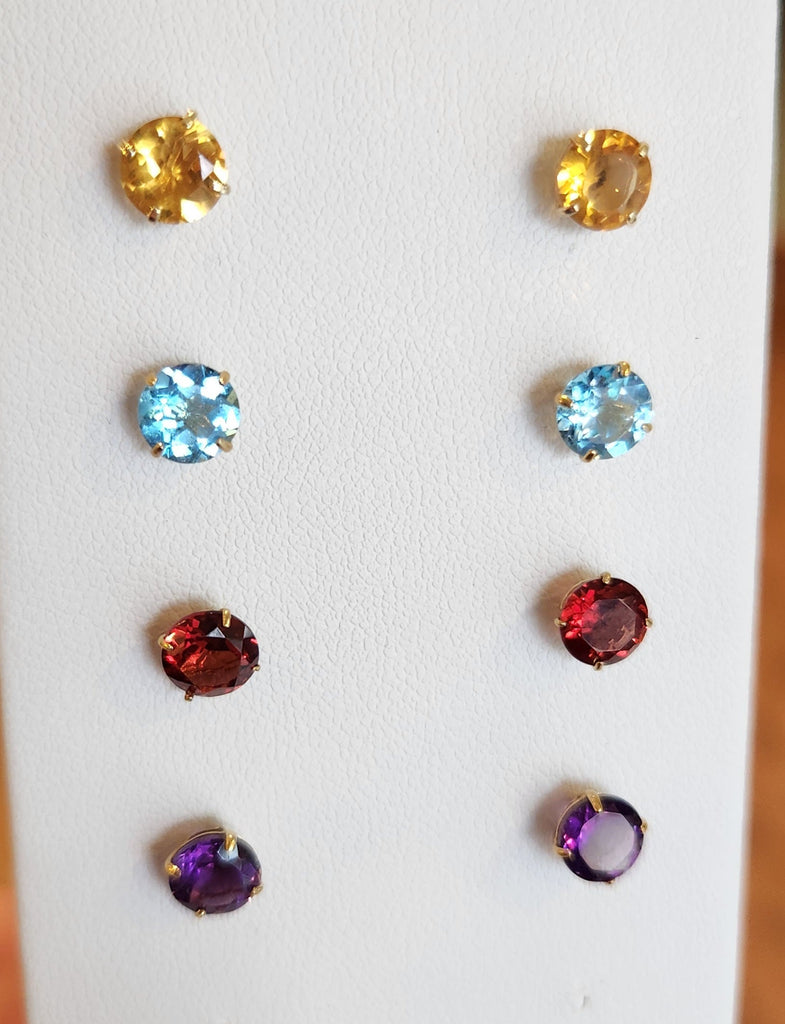 14k yellow gold semi-precious gemstone 6mm studs