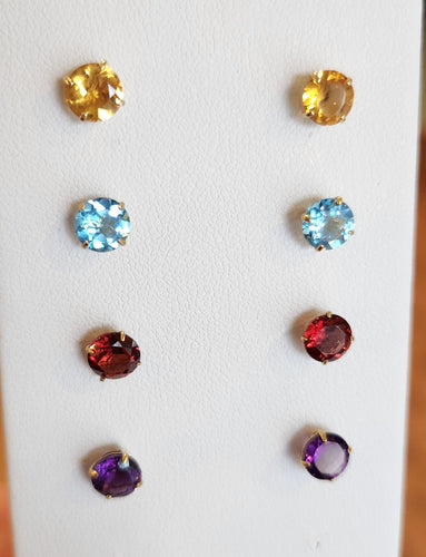 14k yellow gold semi-precious gemstone 6mm studs