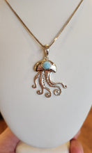 Load image into Gallery viewer, Sterling silver jellyfish pendant with larimar