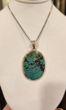 Load image into Gallery viewer, Sterling silver large oval turquoise pendant