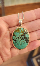 Load image into Gallery viewer, Sterling silver large oval turquoise pendant