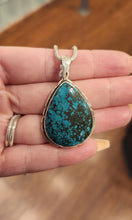 Load image into Gallery viewer, Sterling silver pear-shaped turquoise pendant