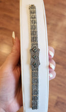 Load image into Gallery viewer, Sterling silver emerald filigree Art Deco style bracelet