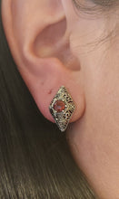 Load image into Gallery viewer, Sterling silver garnet filigree Art Deco style earrings