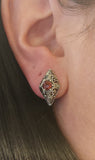 Sterling silver garnet filigree Art Deco style earrings