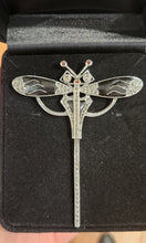 Load image into Gallery viewer, Sterling silver black enamel dragonfly brooch