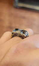 Load image into Gallery viewer, Sterling silver two-stone blue topaz Art Deco style ring