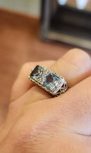 Load image into Gallery viewer, Sterling silver two-stone blue topaz Art Deco style ring