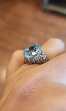 Load image into Gallery viewer, Sterling silver blue topaz Victorian style ring