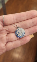Load image into Gallery viewer, 14k white gold blue sapphire gradient pendant