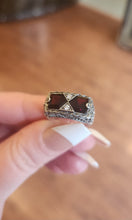 Load image into Gallery viewer, Sterling silver two-stone garnet Art Deco style ring