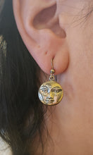 Load image into Gallery viewer, Sterling silver sun face dangle earrings