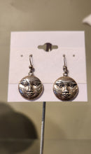 Load image into Gallery viewer, Sterling silver sun face dangle earrings
