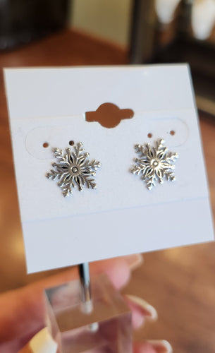 Sterling silver snowflake stud earrings