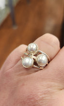 Load image into Gallery viewer, Sterling silver multi-stone pearl ring