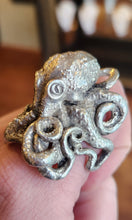Load image into Gallery viewer, Sterling silver mens octopus ring with sapphire