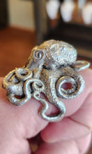 Load image into Gallery viewer, Sterling silver mens octopus ring with sapphire