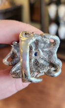 Load image into Gallery viewer, Sterling silver mens octopus ring with sapphire