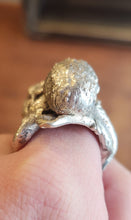 Load image into Gallery viewer, Sterling silver mens octopus ring with sapphire