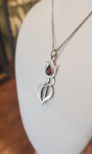Load image into Gallery viewer, Sterling silver garnet tulip pendant