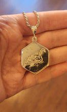 Load image into Gallery viewer, Sterling silver moss agate pendant with swan