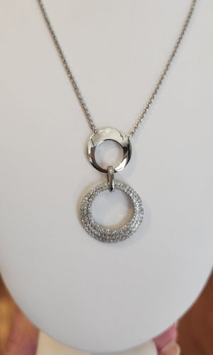 Sterling silver CZ circle necklace