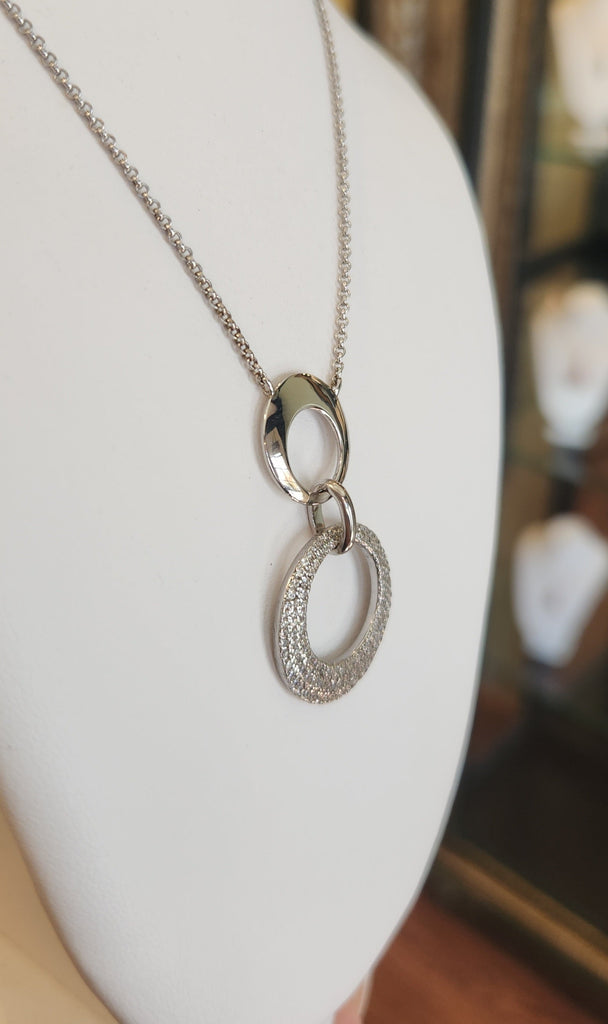 Sterling silver CZ circle necklace