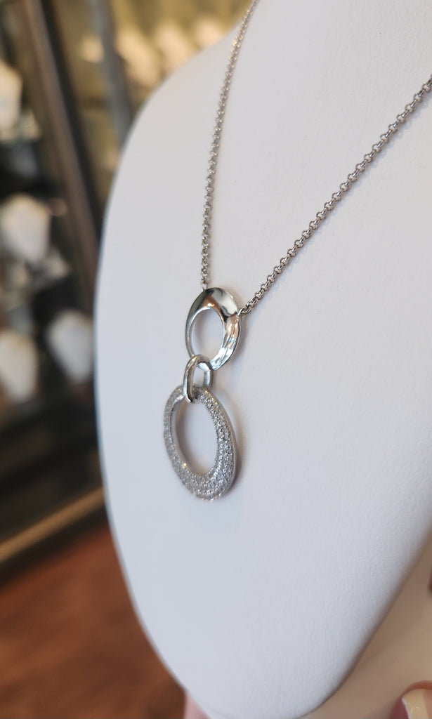 Sterling silver CZ circle necklace