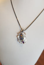 Load image into Gallery viewer, Sterling silver australian opal pendant with purple sapphire