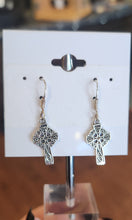 Load image into Gallery viewer, Sterling silver Celtic cross dangle earrings