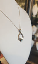 Load image into Gallery viewer, Sterling silver mini celtic claddagh pendant charm with blue topaz