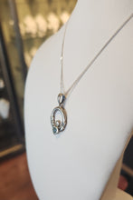 Load image into Gallery viewer, Sterling silver mini celtic claddagh pendant charm with blue topaz