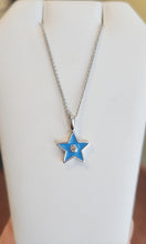 Load image into Gallery viewer, Sterling silver blue enamel star diamond pendant