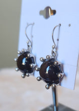 Load image into Gallery viewer, Sterling silver dark red garnet dangle earrings
