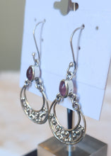 Load image into Gallery viewer, Sterling silver tourmaline filigree dangle earrings