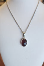 Load image into Gallery viewer, Sterling silver mini garnet cabochon pendant
