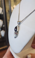 Load image into Gallery viewer, Sterling silver wavy garnet cabochon pendant