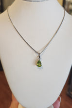 Load image into Gallery viewer, Sterling silver pear-shaped peridot pendant