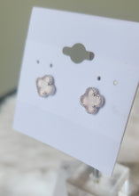 Load image into Gallery viewer, Sterling silver pink clover screwback stud earrings