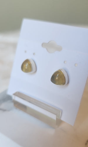 Sterling silver triangle amber stud earrings