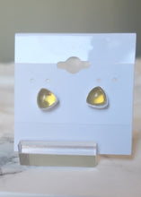 Load image into Gallery viewer, Sterling silver triangle amber stud earrings