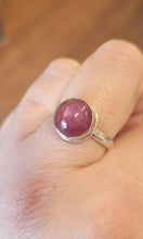 Load image into Gallery viewer, Sterling silver round star ruby ring