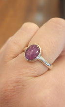 Load image into Gallery viewer, Sterling silver oval star ruby ring