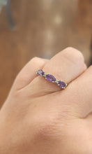 Load image into Gallery viewer, Sterling silver three-stone amethyst ring