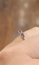 Load image into Gallery viewer, Sterling silver three-stone amethyst ring